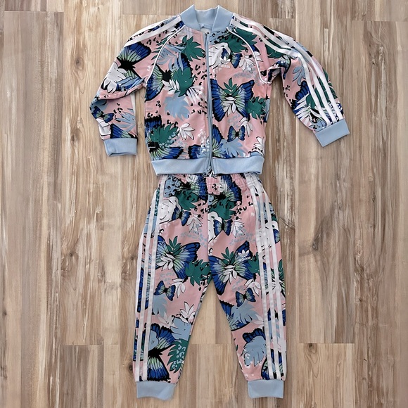 adidas Other - Adidas Toddler Girl Floral Track Suit Set Size 3-4T Golden Girls